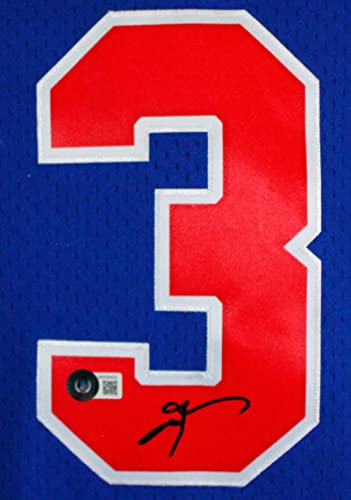 Allen Iverson Autographed 76ers Blue Mitchell&Ness Hardwood Classic Swingman Jersey- Beckett W Hologram Black - Image 5