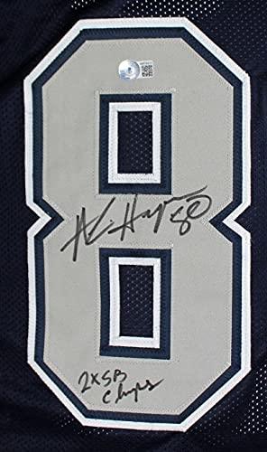 Alvin Harper Autographed Blue Pro Style Jersey w/SB champs-Beckett W Hologram Black - Image 3