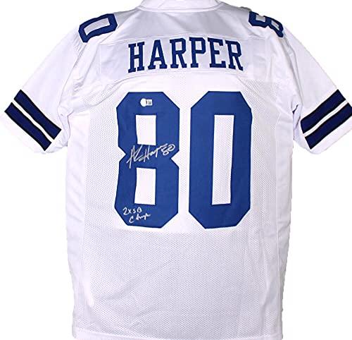 Alvin Harper Autographed White Pro Style Jersey w/SB champs-Beckett W Hologram Silver