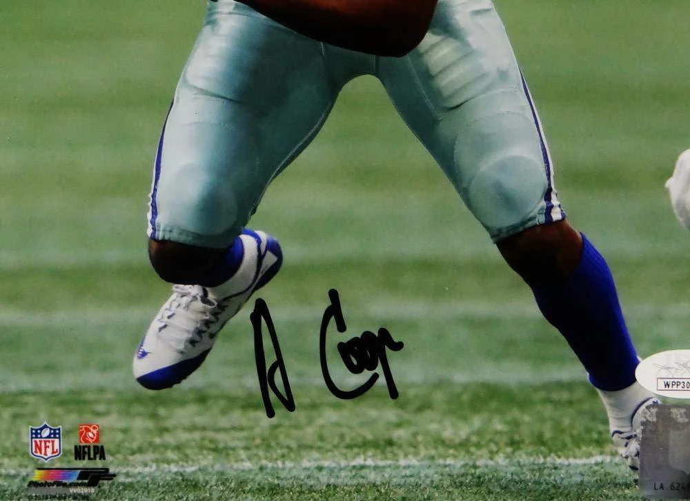 Amari Cooper Signed Dallas Cowboys 8x10 Running White Jersey PF Photo- JSA W Auth Black