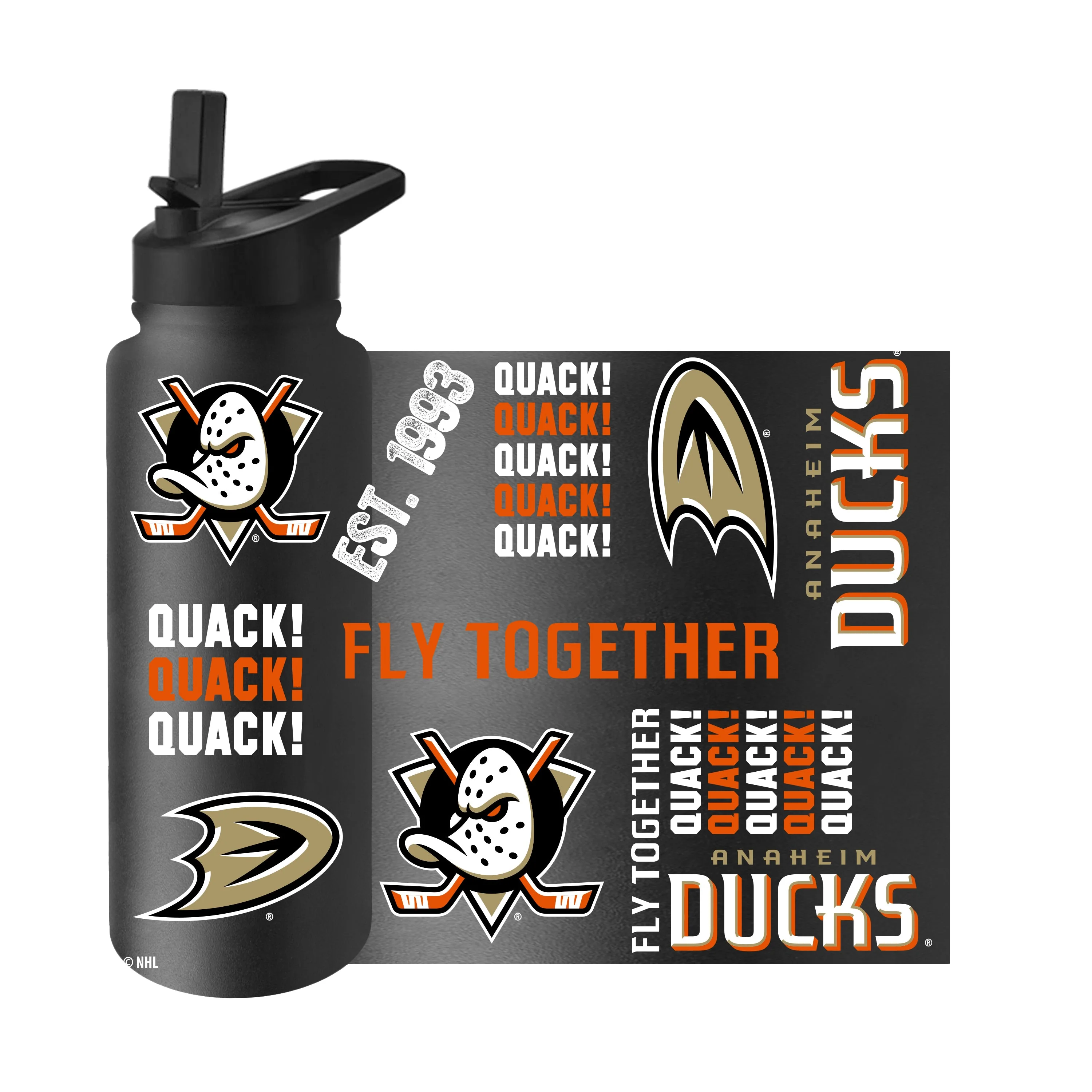 Anaheim Ducks Black 34oz Native Quencher Bottle - Image 3