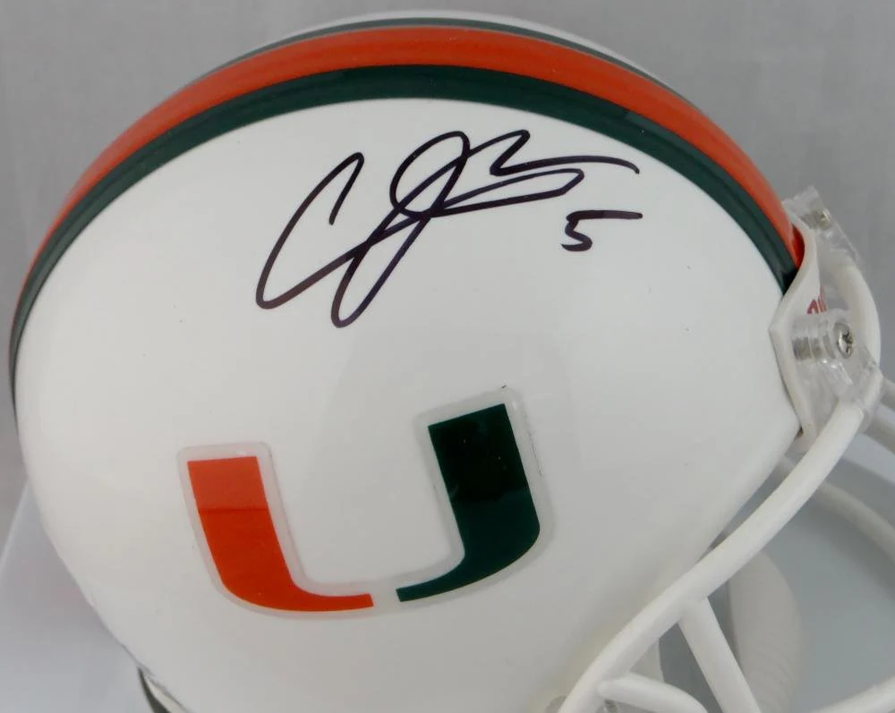 Andre Johnson Signed Miami Hurricanes Riddell Mini Helmet JSA W Auth *Black - Image 2