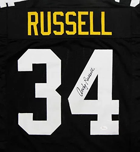 Andy Russell Autographed Black Pro Style Jersey - JSA Witnessed Auth 4 N/O - Image 2
