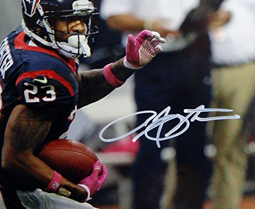 Arian Foster Autographed Texans 16x20 Running w/ Pink Gloves Photo- JSA W Auth - Image 2