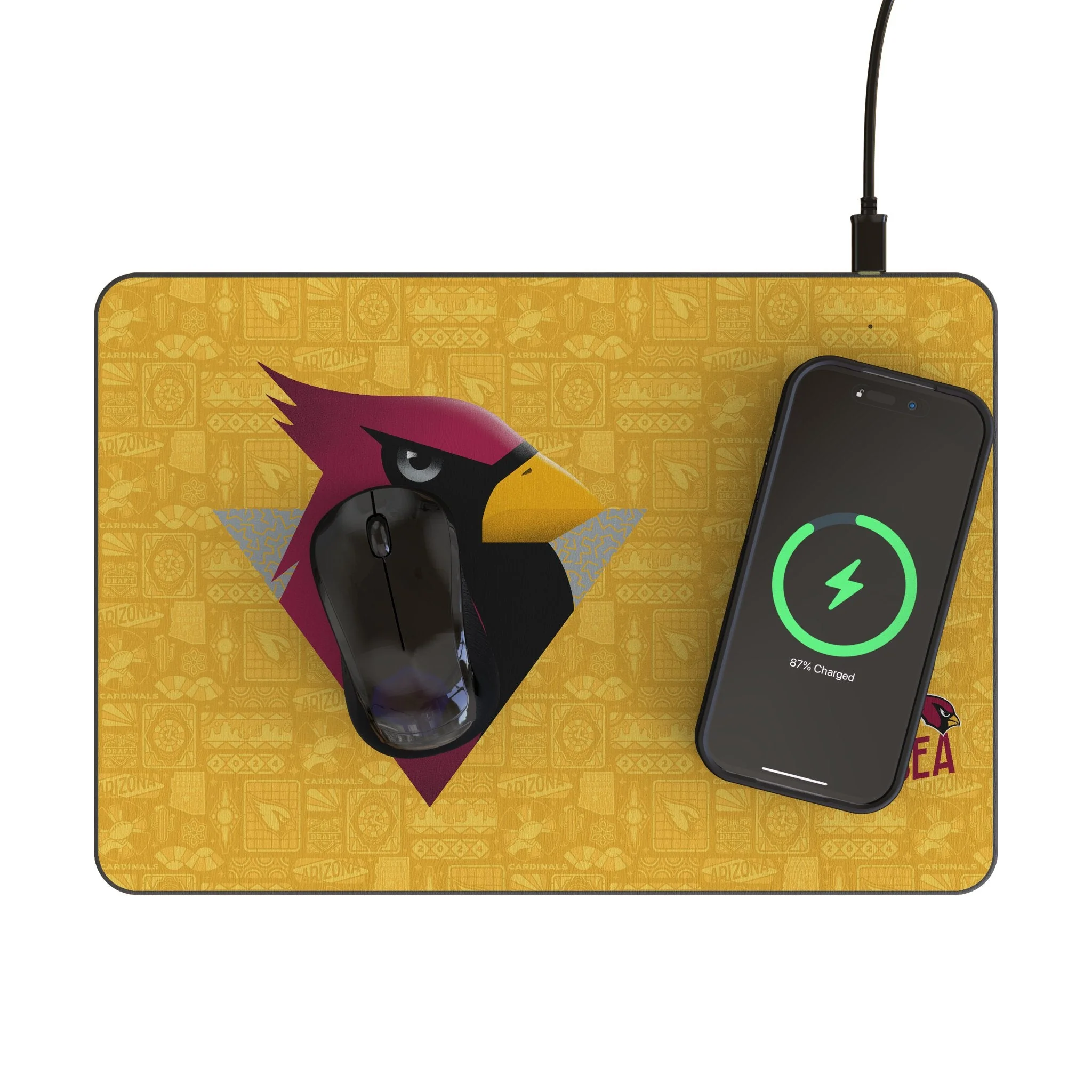 Arizona Cardinals 2024 Edition 15-Watt Wireless Charger and Mouse Pad - Image 2