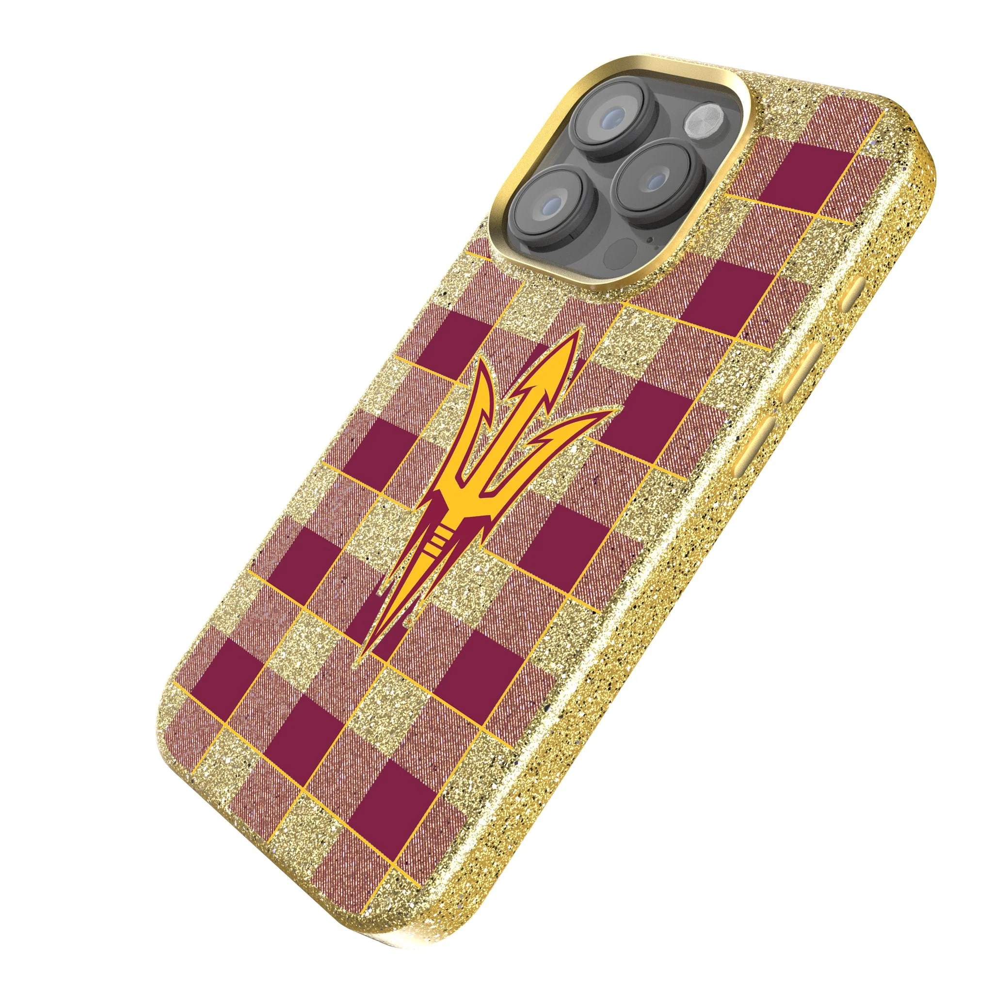 Arizona State University Sun Devils Plaid Bling Phone Case for Apple iPhone - Image 2