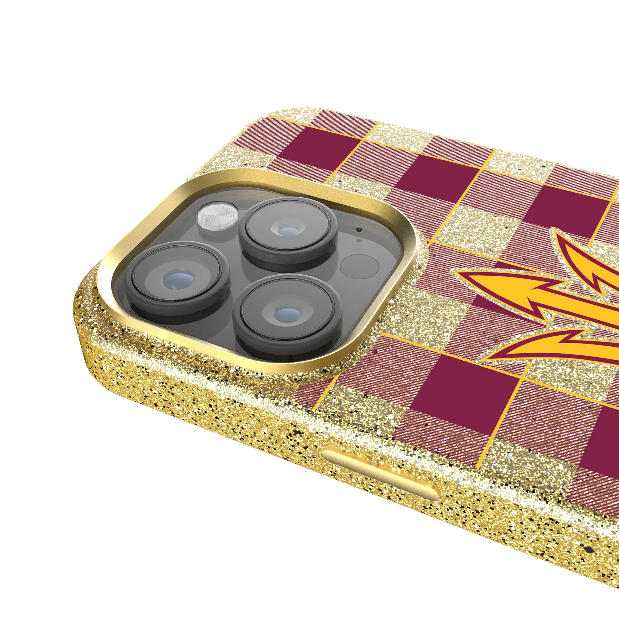Arizona State University Sun Devils Plaid Bling Phone Case for Apple iPhone - Image 4