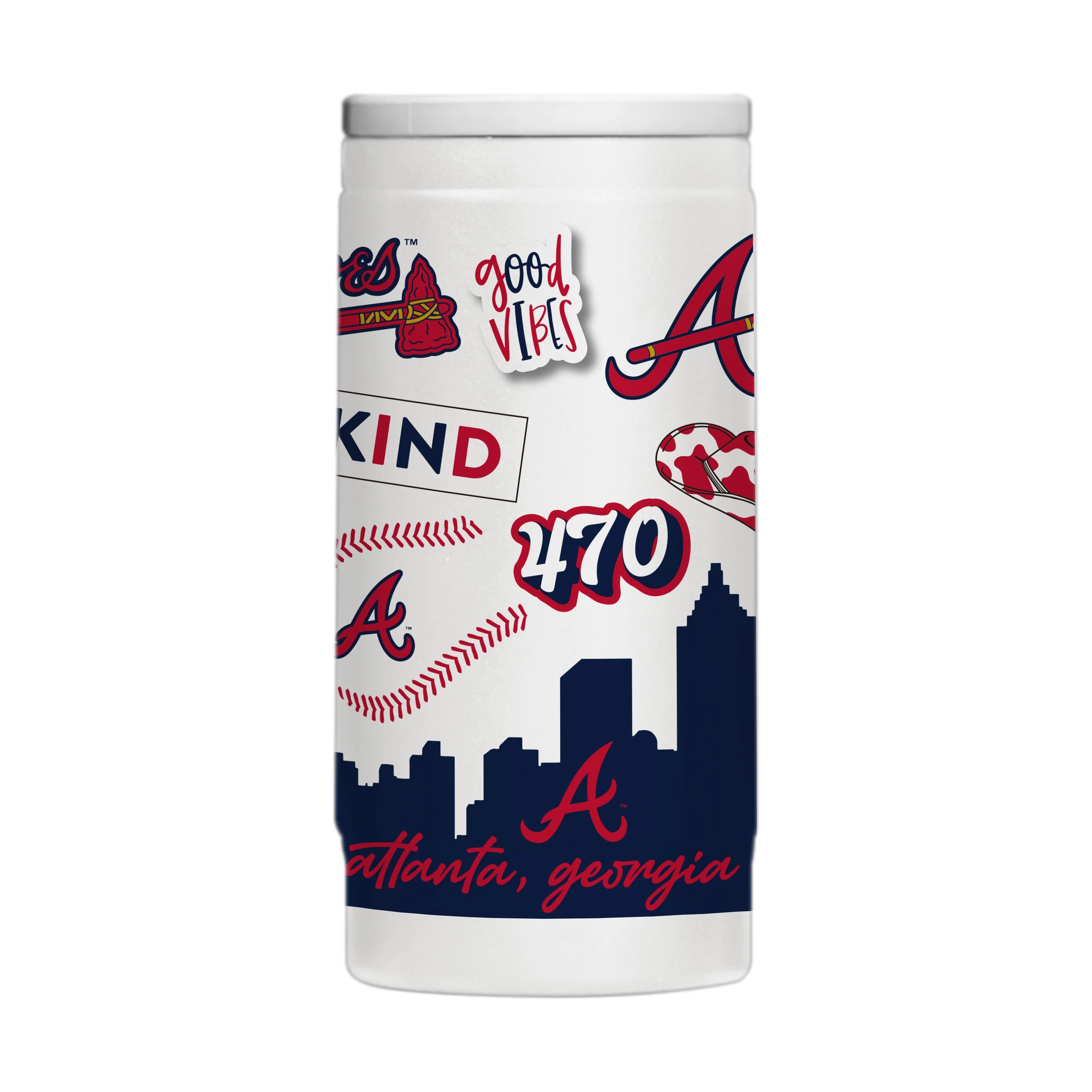 Atlanta Braves 12oz Native Powder Coat Slim Can Coolie - Image 2