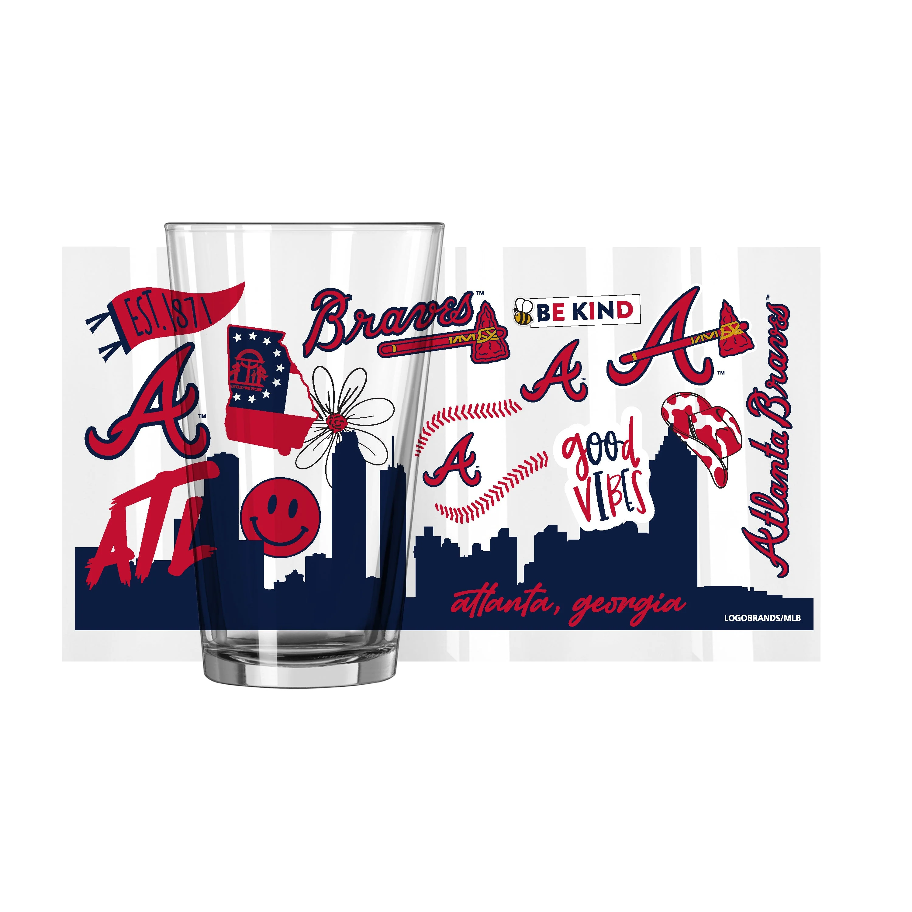 Atlanta Braves 16oz Native Pint Glass - Image 2