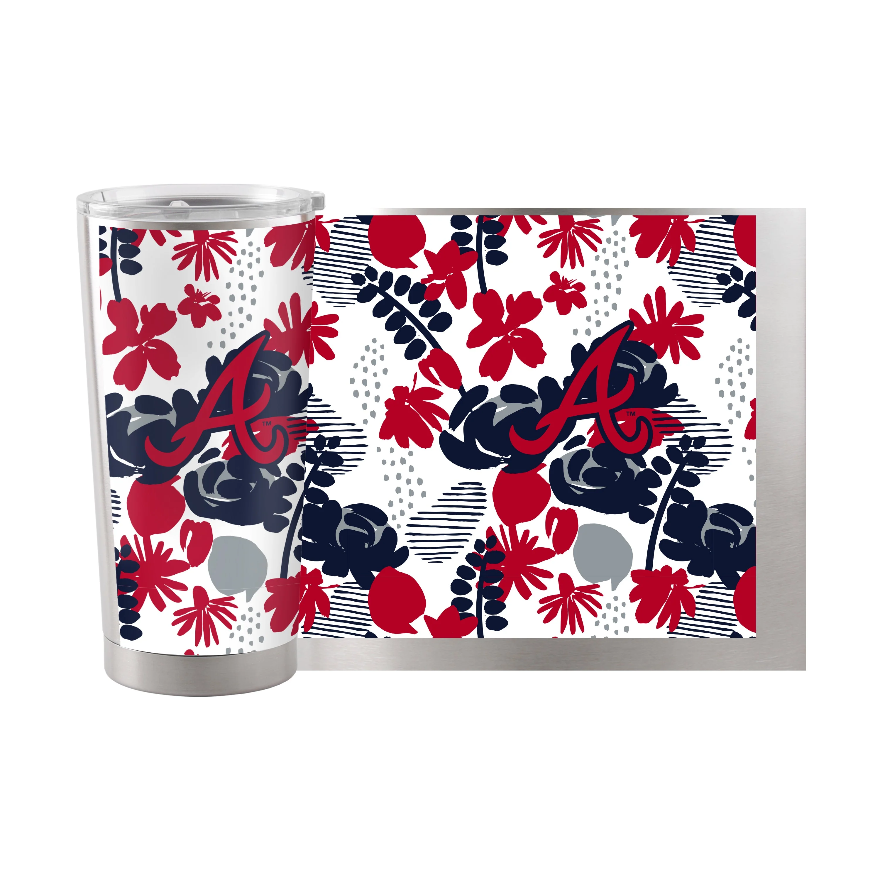 Atlanta Braves 20oz Floral Stainless Steel Tumbler - Image 2