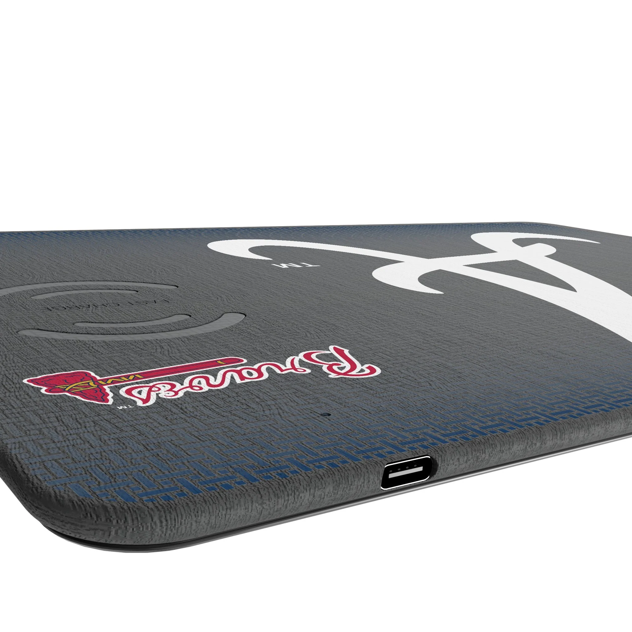 Atlanta Braves Linen 15-Watt Wireless Charger and Mouse Pad - Image 3