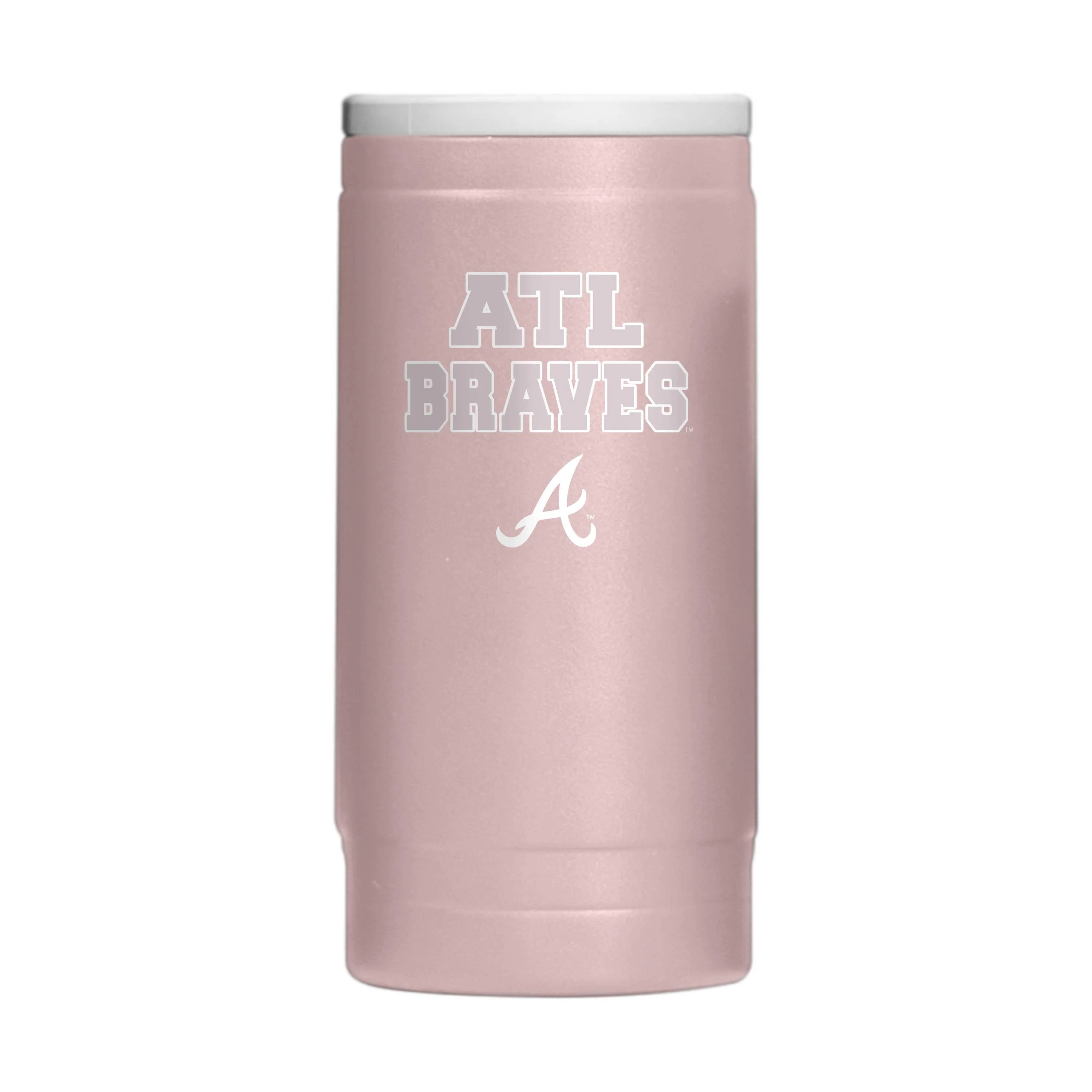 Atlanta Braves Stencil Powder Coat Slim Can Coolie