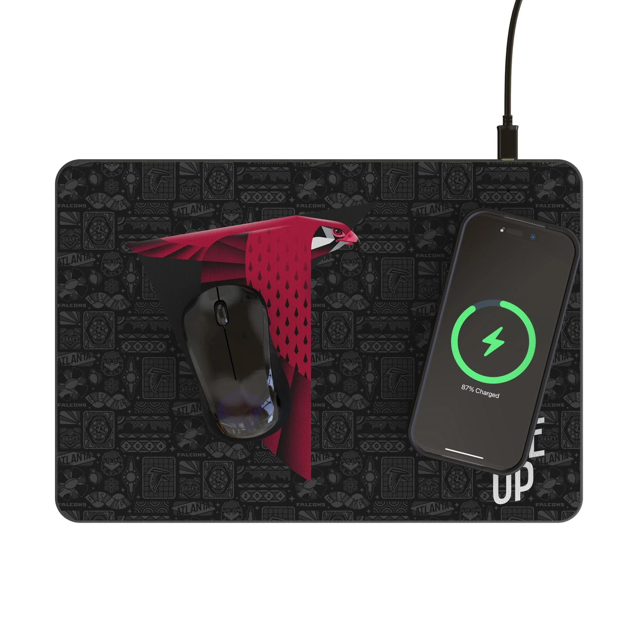 Atlanta Falcons 2024 Edition 15-Watt Wireless Charger and Mouse Pad - Image 2
