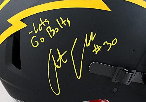 Austin Ekeler Autographed Chargers Authentic Eclipse F/S Helmet w/Insc- Beckett W Yellow - Image 5