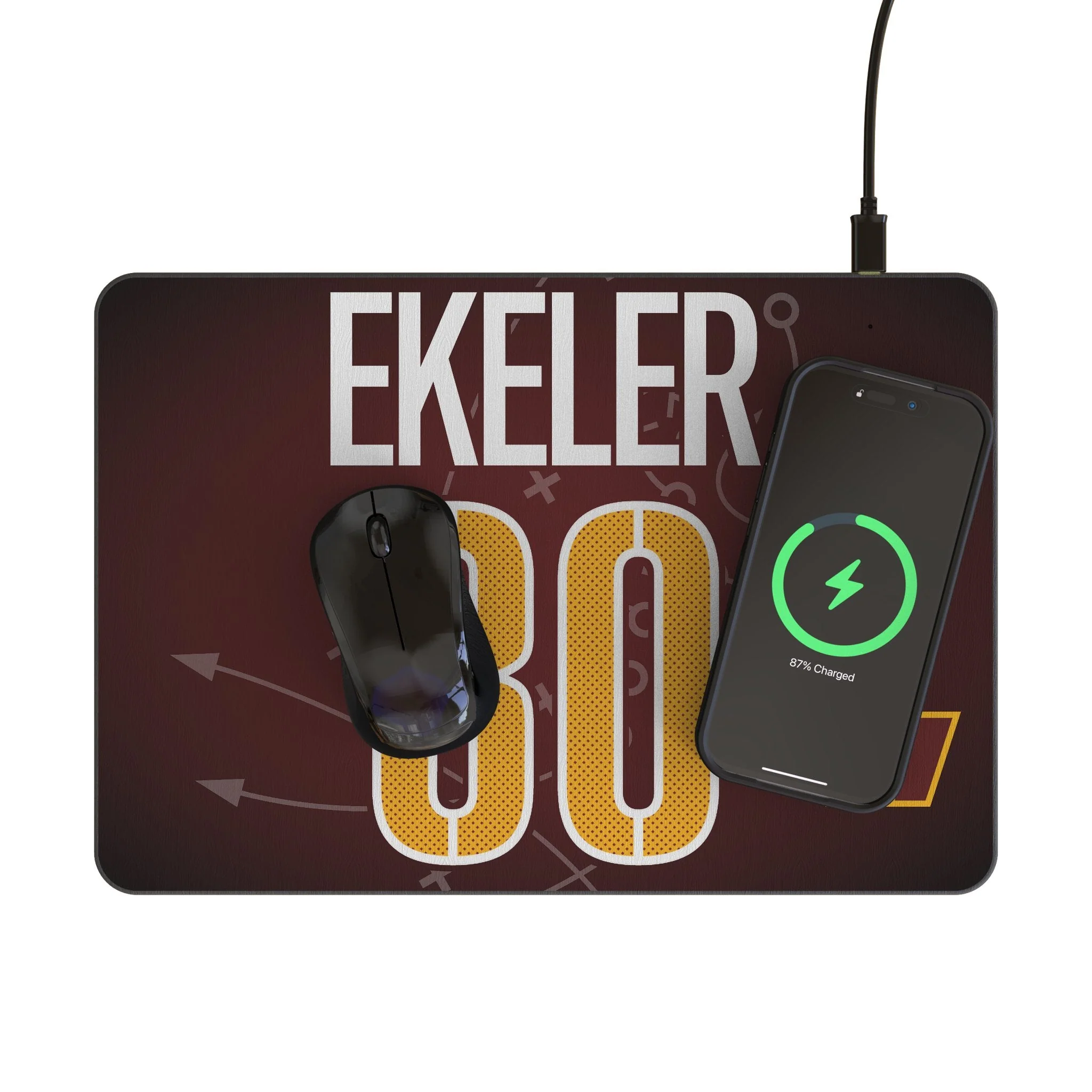 Austin Ekeler Washington Commanders 30 Game Tactic 15-Watt Wireless Charger and Mouse Pad - Image 2