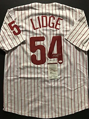 Autographed/Signed Brad Lidge Philadelphia Pinstripe Baseball Jersey JSA COA - Image 2