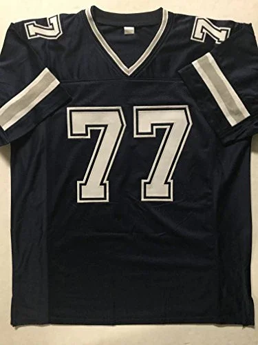 Autographed/Signed Jim Jeffcoat Dallas Dark Blue Football Jersey JSA COA - Image 4