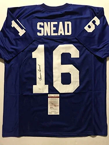 Autographed/Signed Norman Norm Snead New York Blue Football Jersey JSA COA - Image 2