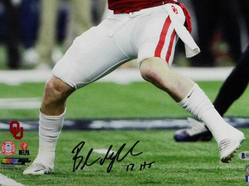 Baker Mayfield HT Signed Oklahoma Sooners 16x20 About to Pass PF Photo- Beckett - Image 2