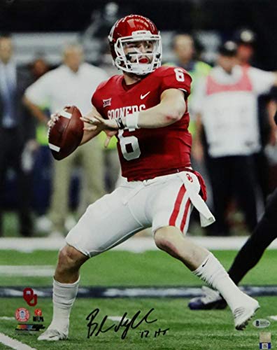 Baker Mayfield HT Signed Oklahoma Sooners 16x20 About to Pass PF Photo- Beckett - Image 4