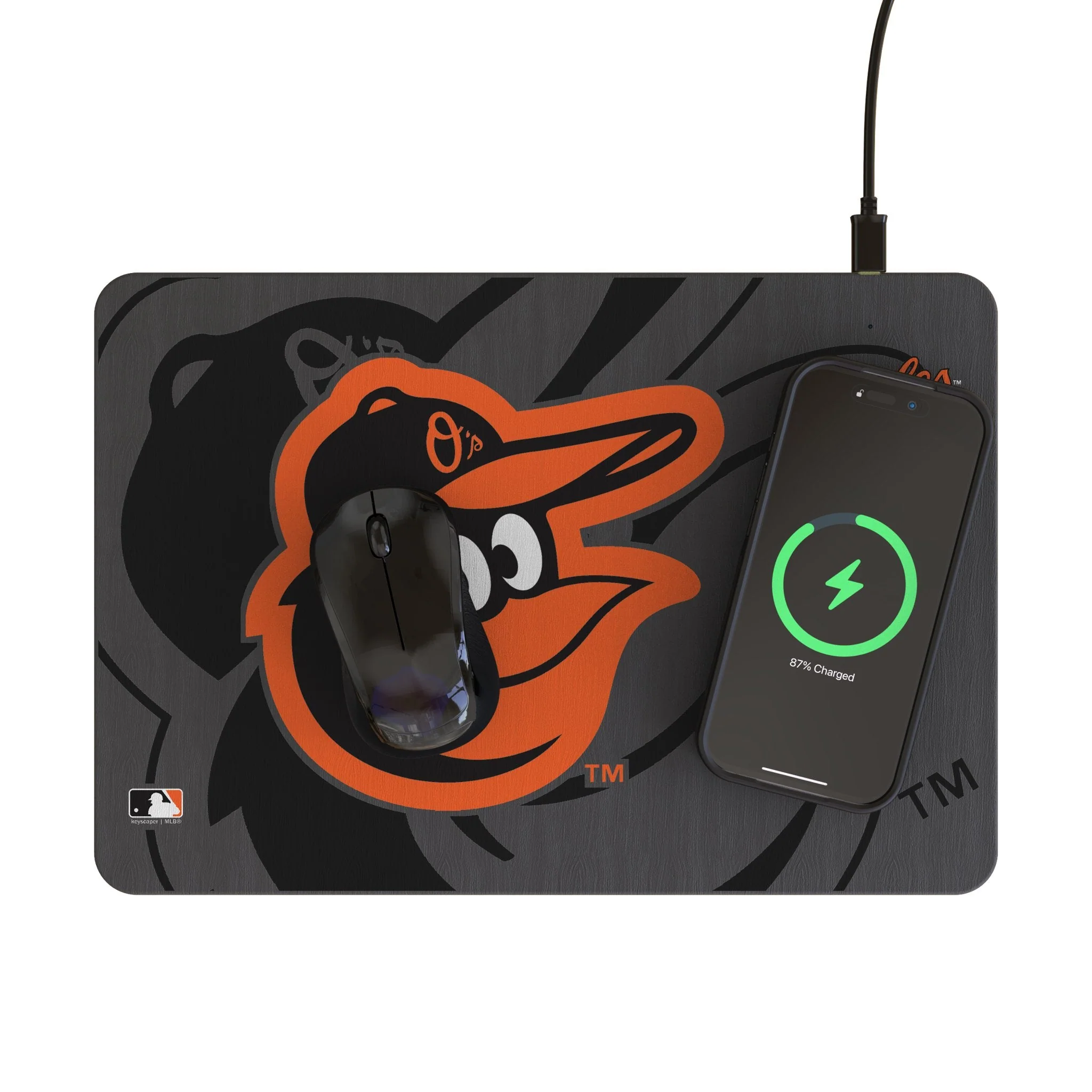 Baltimore Orioles Monocolor Tilt 15-Watt Wireless Charger and Mouse Pad - Image 2