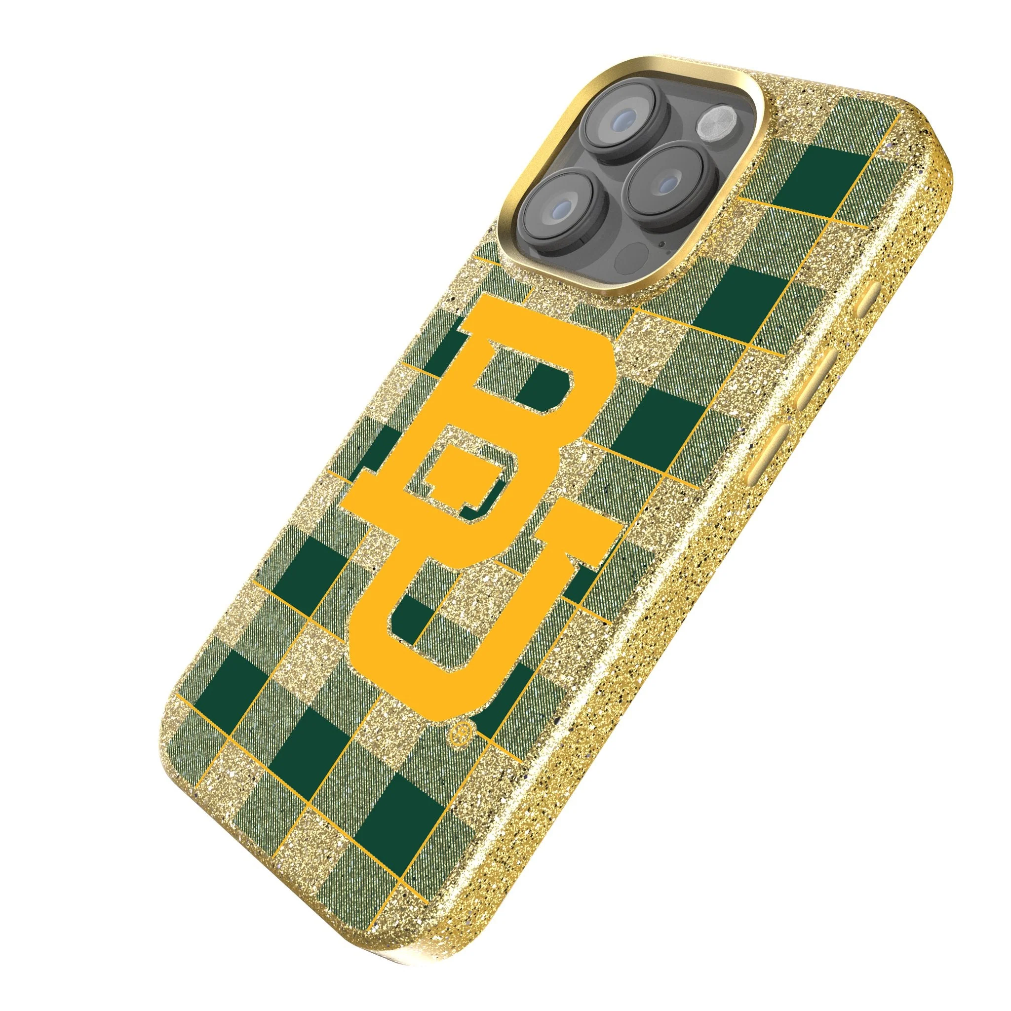 Baylor University Bears Plaid Bling Phone Case - Image 2