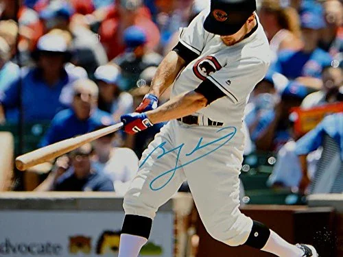 Ben Zobrist Autographed Chicago Cubs 16x20 Swinging PF Photo- JSA Witnessed Auth - Image 2