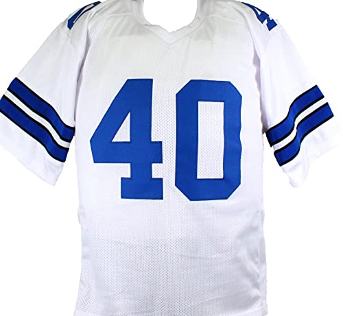 Bill Bates Autographed White Pro Style Jersey -Beckett Auth Silver - Image 2