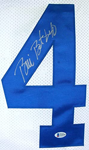 Bill Bates Autographed White Pro Style Jersey -Beckett Auth Silver - Image 3