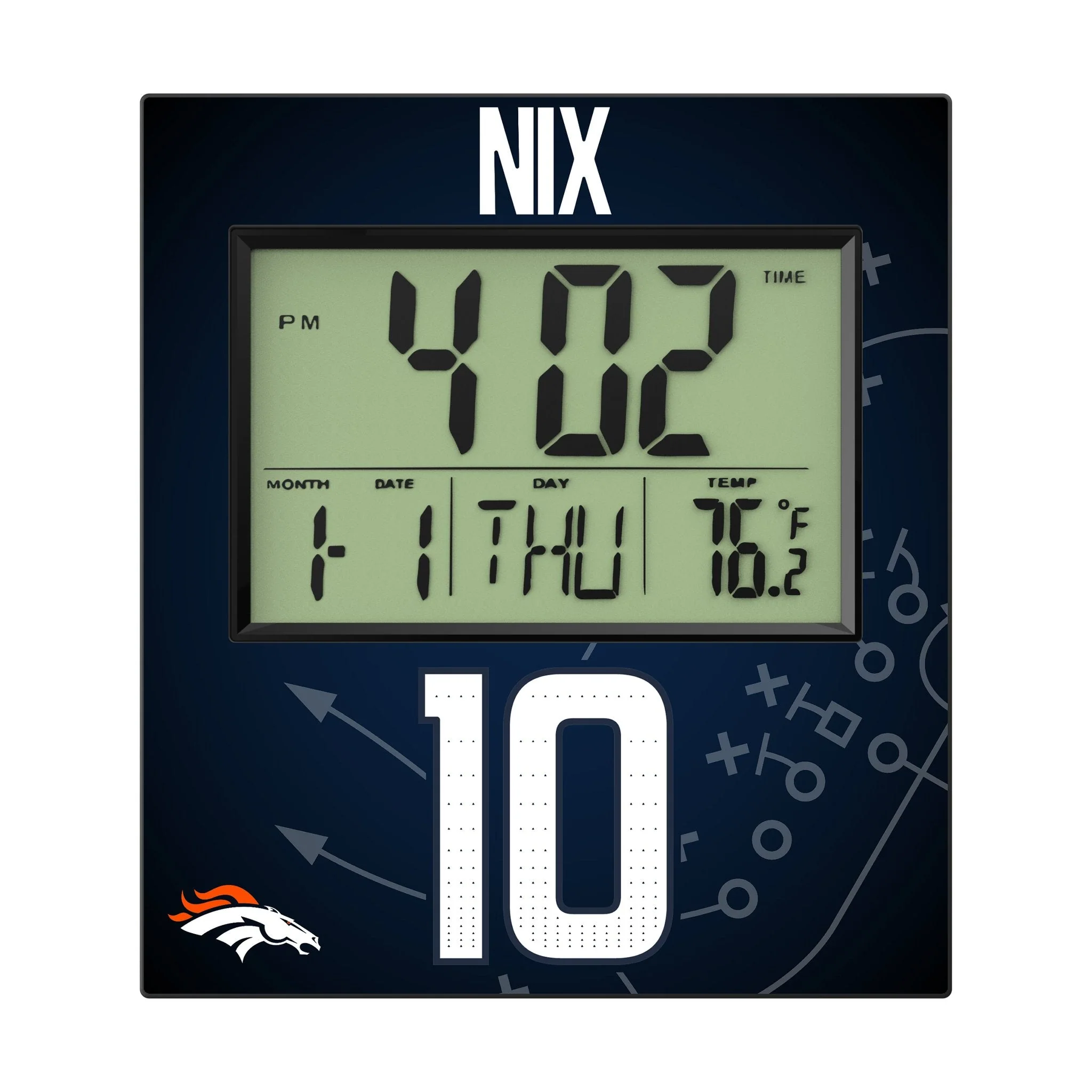 Bo Nix Denver Broncos 10 Game Tactic Wall Clock - Image 2