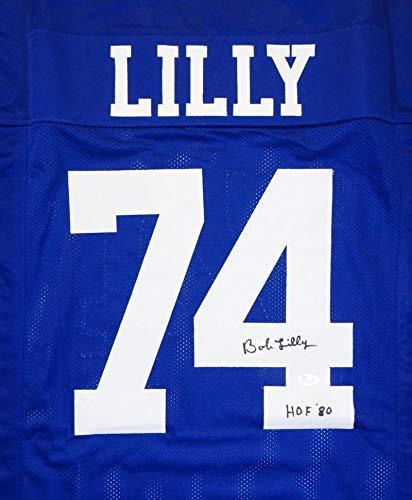 Bob Lilly Autographed Blue Pro Style Jersey w/HOF '80- JSA Witnessed Auth 4 - Image 2