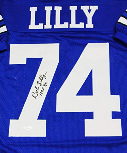 Bob Lilly Autographed Blue Pro Style Jersey w/HOF '80- JSA Witnessed Auth *7 - Image 3