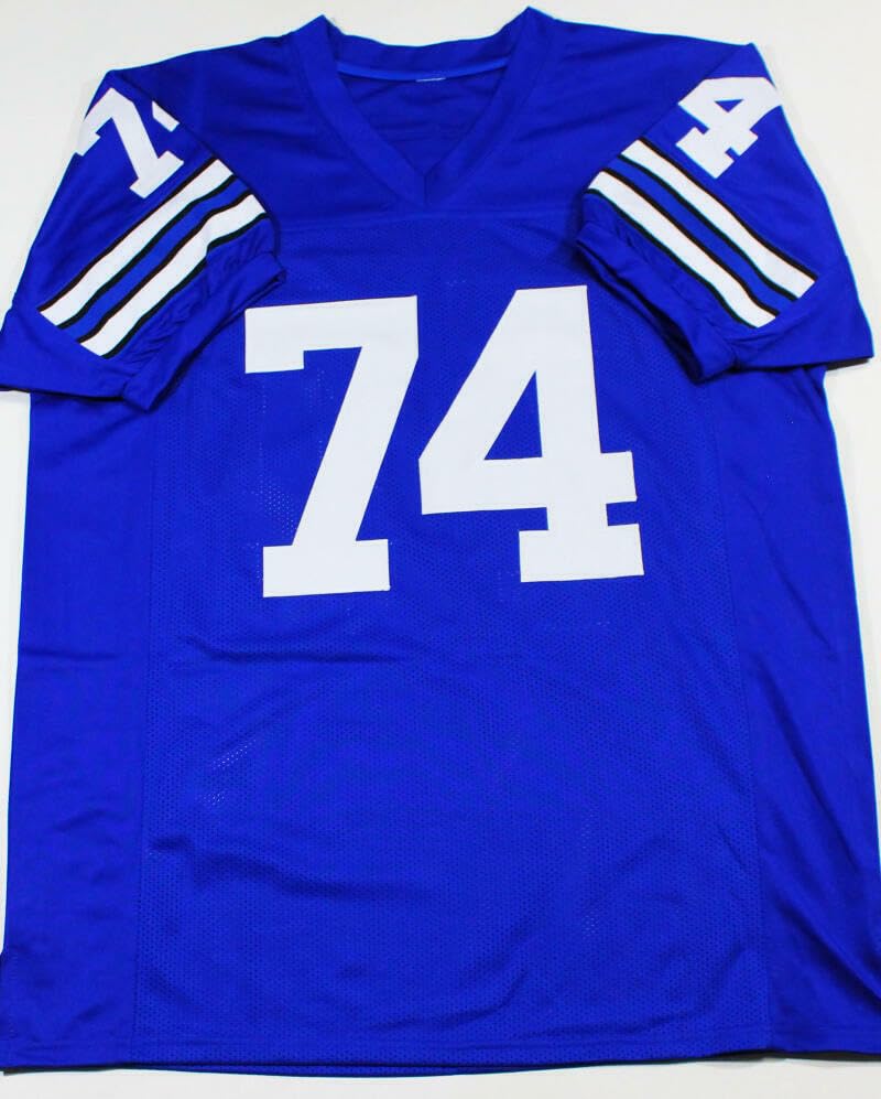 Bob Lilly Autographed Blue Pro Style Jersey w/HOF '80- JSA Witnessed Auth *7 - Image 5