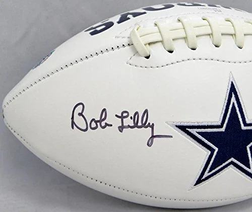 Bob Lilly Autographed Dallas Cowboys Logo Football With HOF 1980- JSA W Auth - Image 2