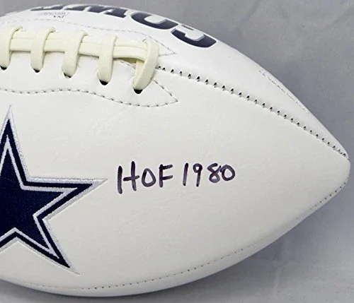 Bob Lilly Autographed Dallas Cowboys Logo Football With HOF 1980- JSA W Auth - Image 3