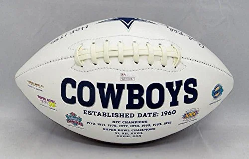 Bob Lilly Autographed Dallas Cowboys Logo Football With HOF 1980- JSA W Auth - Image 4