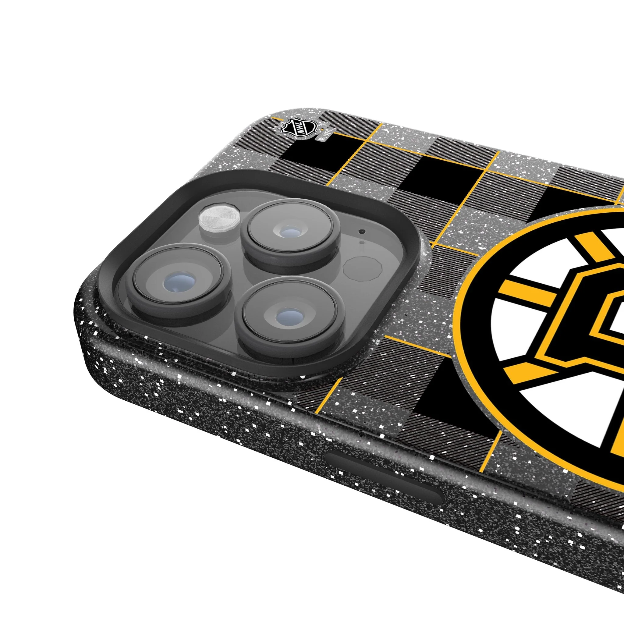 Boston Bruins Plaid Bling Phone Case - Image 4