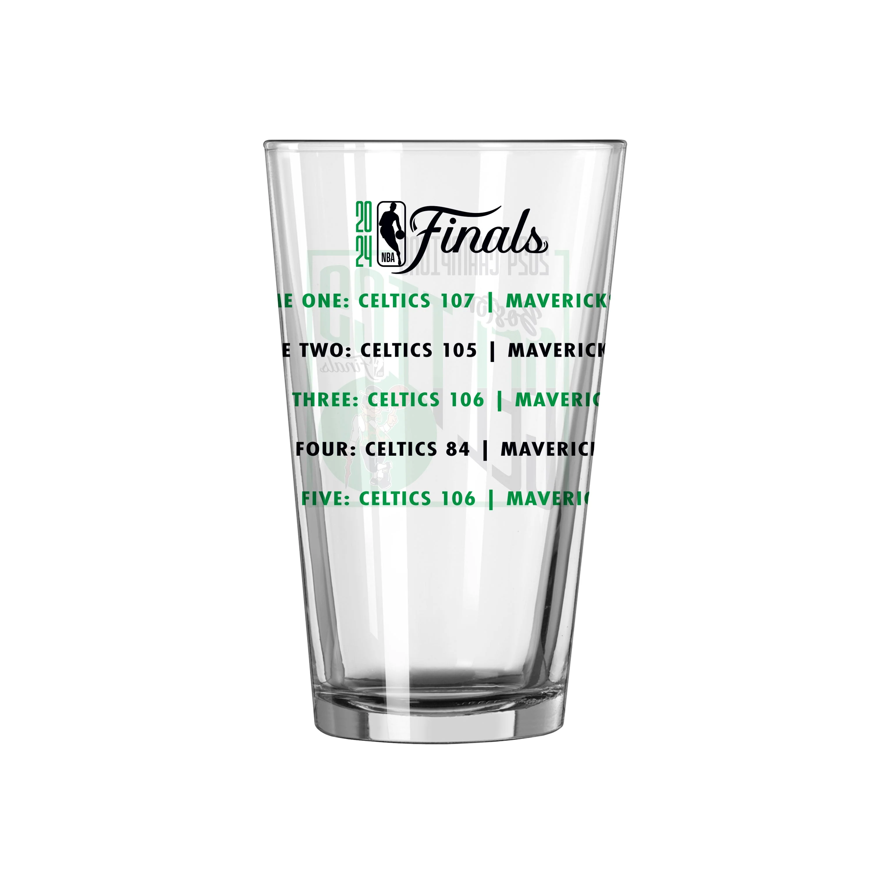Boston Celtics 16oz 2024 NBA Champions Recap Pint Glass - Image 2