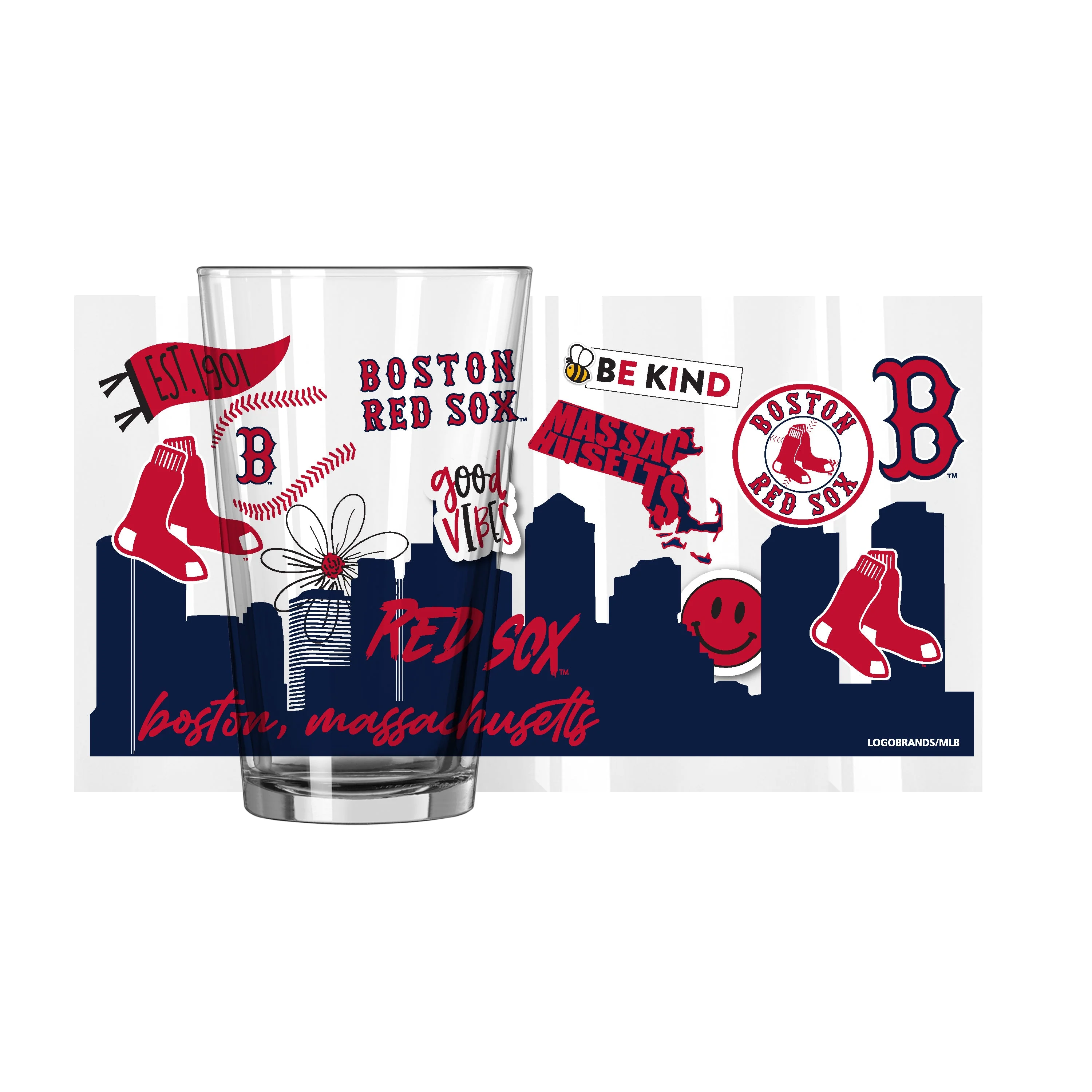 Boston Red Sox 16oz Native Pint Glass - Image 2