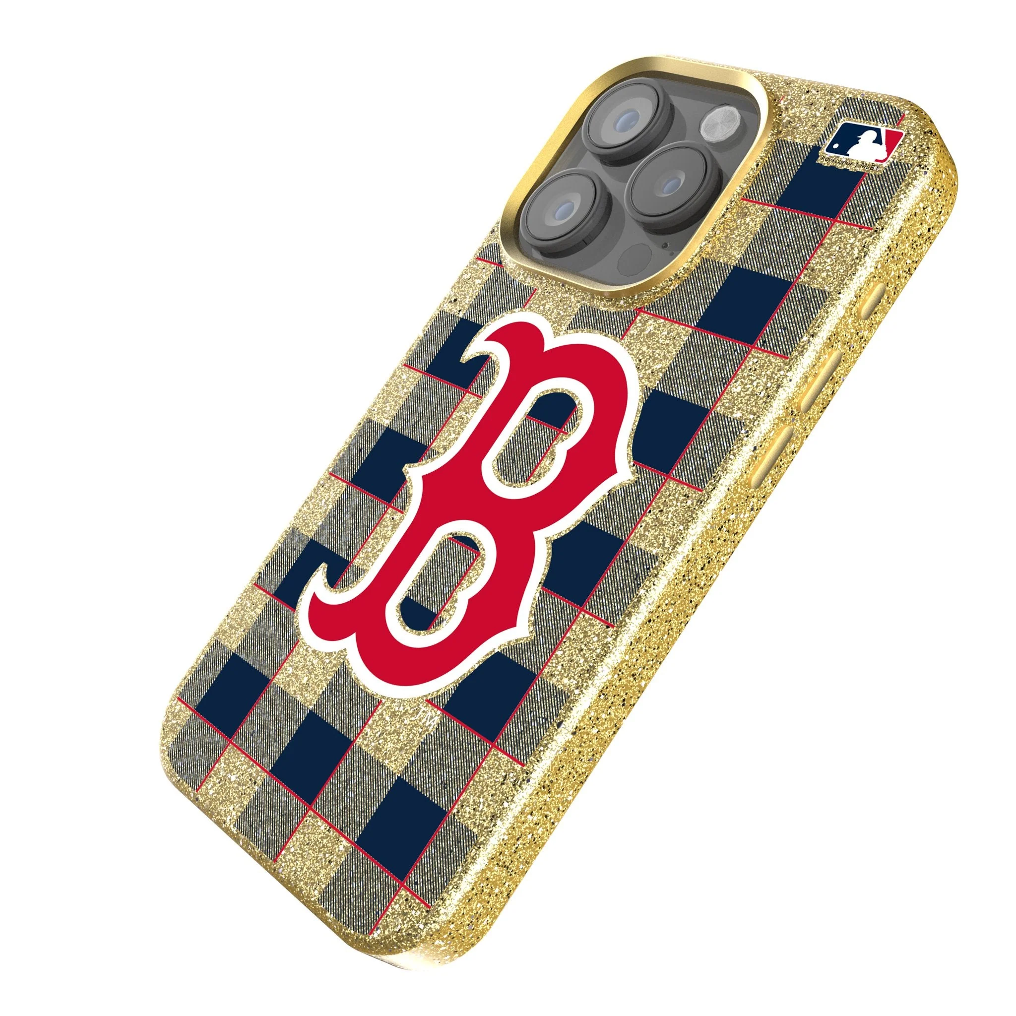 Boston Red Sox Plaid Bling Phone Case - Image 2