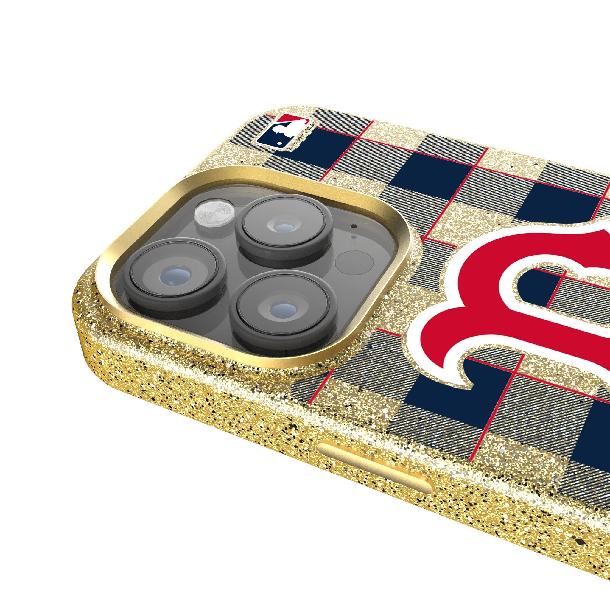 Boston Red Sox Plaid Bling Phone Case - Image 4