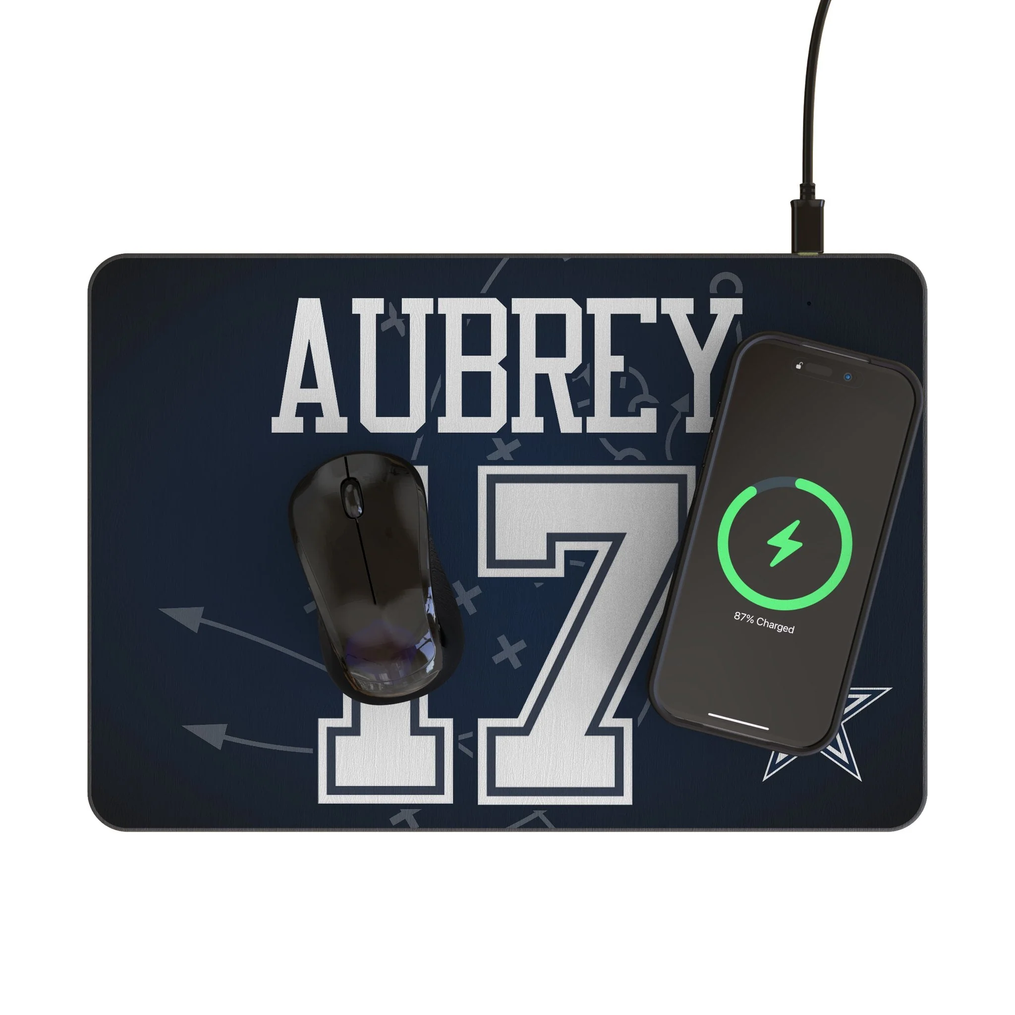 Brandon Aubrey Dallas Cowboys 17 Game Tactic 15-Watt Wireless Charger and Mouse Pad - Image 2