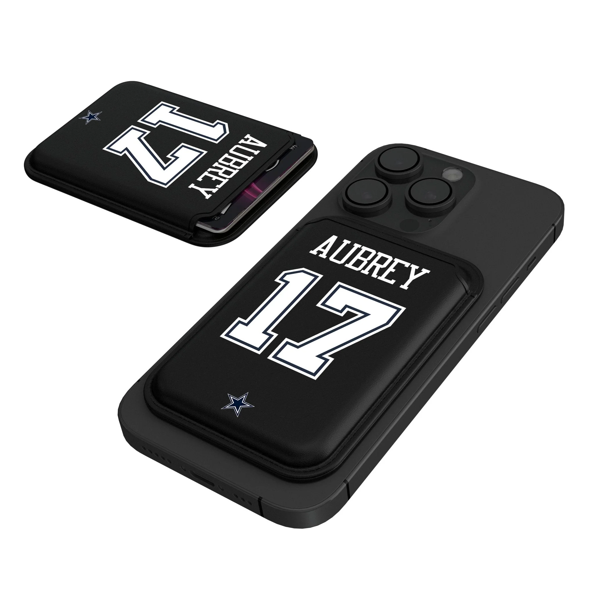 Brandon Aubrey Dallas Cowboys 17 Ready Black Magnetic Credit Card Wallet
