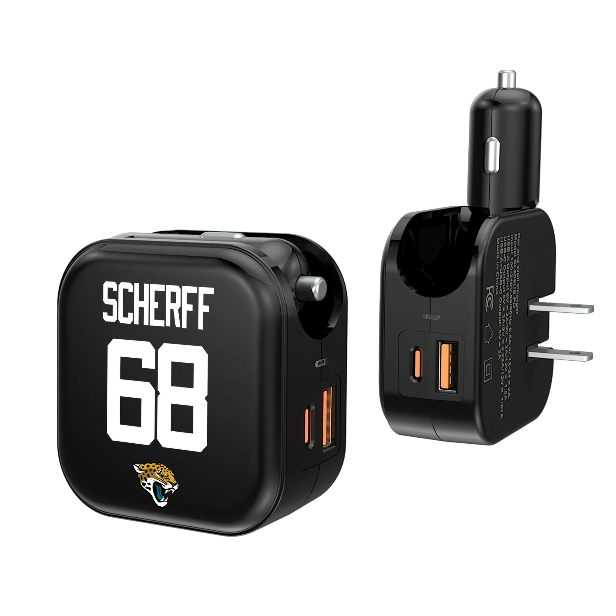 Brandon Scherff Jacksonville Jaguars 68 Ready 2 in 1 USB A/C Charger