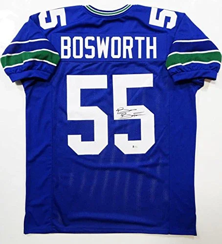 Brian Bosworth Autographed Blue Pro Style Jersey- Beckett Authenticated 5RM