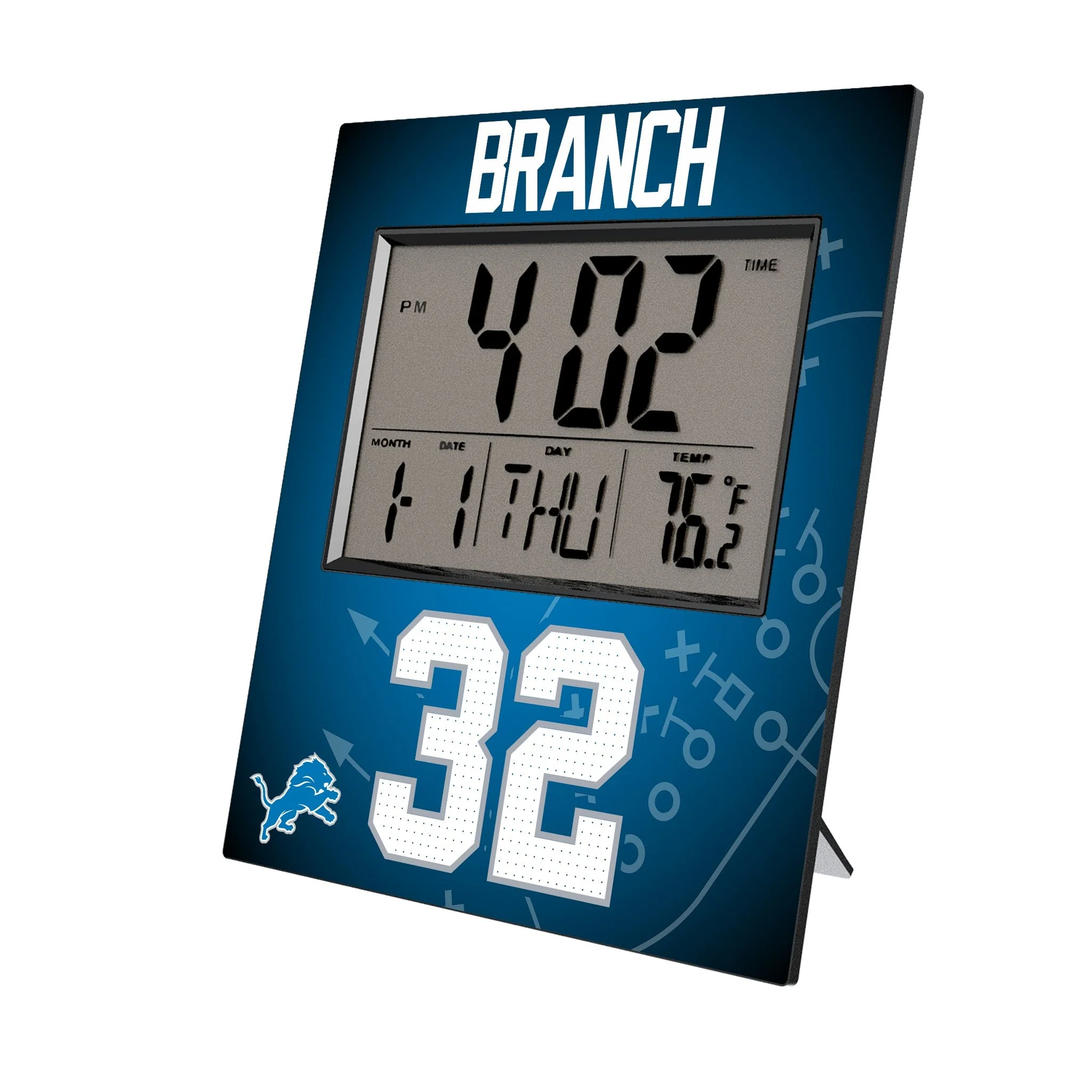 Brian Branch Detroit Lions 32 Game Tactic Wall Clock