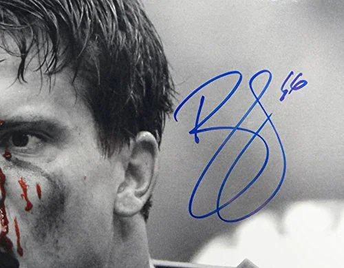 Brian Cushing Signed Texans 16x20 BW Bloody Face Photo- JSA W Auth Blue - Image 2