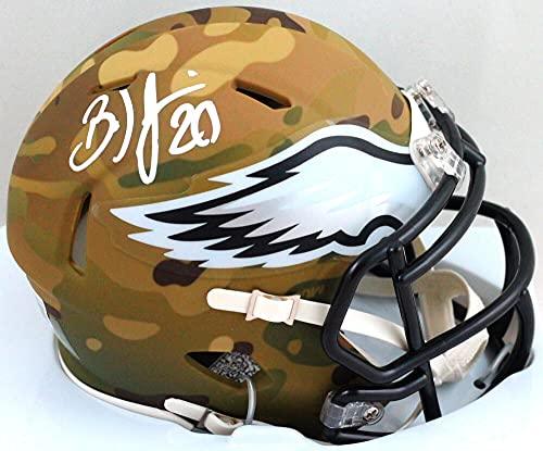 Brian Dawkins Autographed Eagles Camo Speed Mini Helmet- Beckett W White