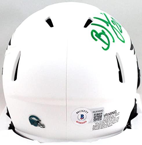 Brian Dawkins Autographed Eagles Lunar Speed Mini Helmet- Beckett W Green - Image 2