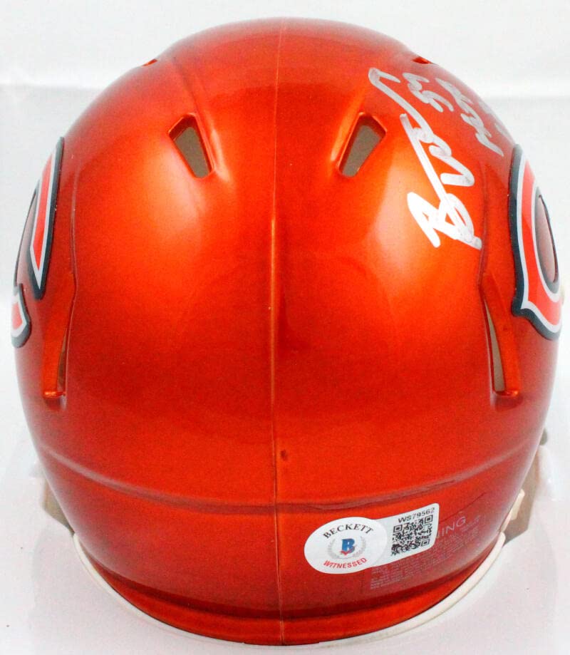 Brian Urlacher Autographed Chicago Bears Flash Speed Mini Helmet w/HOF-Beckett W Hologram Silver - Image 4